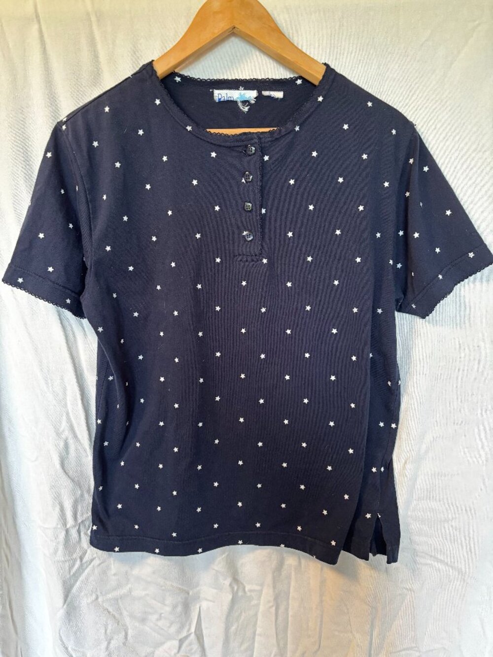 Womens blue star patterned sleep top